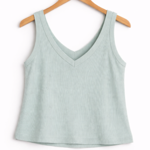 Mint Ribbed V-Neck Tank Top