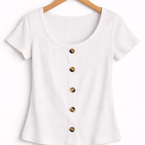 Ribbed Button Front Crop Top