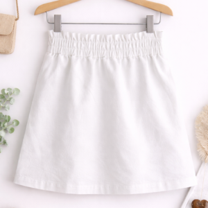 White Ruched Mini Skirt