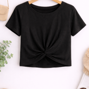 Black Front Twist Crop Top