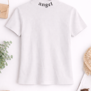 Angel Ribbed High-Neck Top
