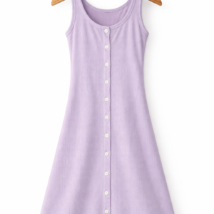 Lavender Ribbed Button-Front Dress