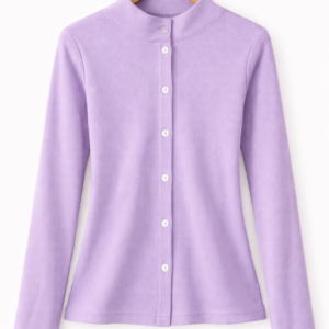 Lavender Ribbed Button-Front Top