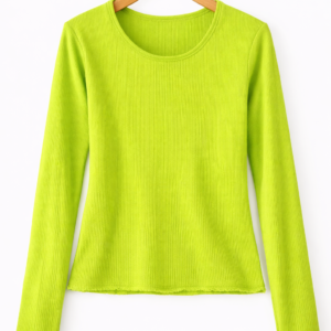 Lime Green Ribbed Full Sleeve Top