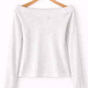 Classic White Off-Shoulder Ribbed Top