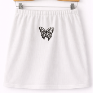 Butterfly Detail White Mini Skirt