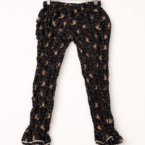 Black Crinkle Printed Pants