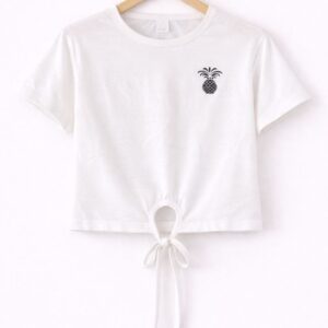 White Pineapple Graphic Crop Top