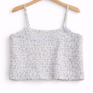 Soft Blue Tweed Crop Top