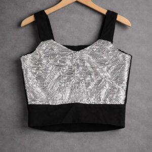 Black & Silver Party Crop Top