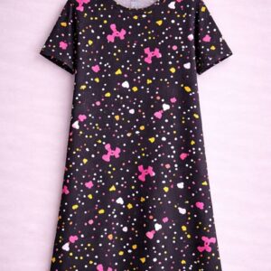 Black Confetti Print T-Shirt Dress