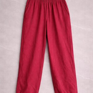 Burgundy Relaxed Fit Cotton Pants