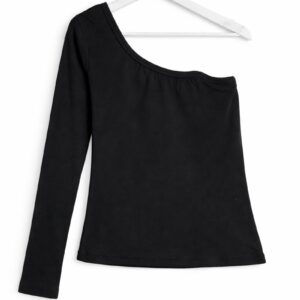 Classic Black Asymmetric Sleeve Top