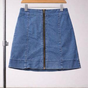 Front Zip Denim Mini Skirt