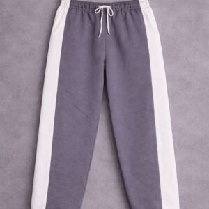 Grey Contrast Panel Jogger Pants