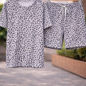 Monochrome Spot Lounge Co-Ord Set Half paint half tshirt