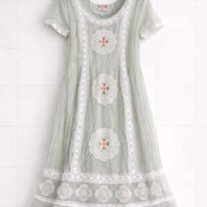 Sage Green Lace Embroidered Midi Dress