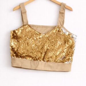Gold Sequin Party Crop Top