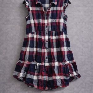 Red & Navy Plaid Sleeveless Dress