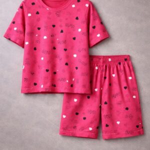 Printed Nightwear Co-Ord Set Half Strit Half Short