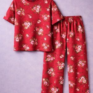 Red Floral Nightwear Co-Ord Set