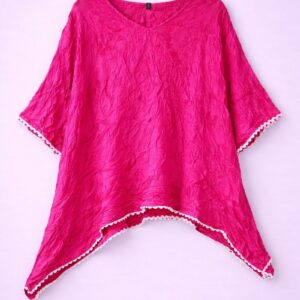 Hot Pink Crinkle Asymmetrical Top
