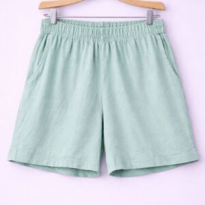 Mint Green Relaxed Fit Cotton Shorts