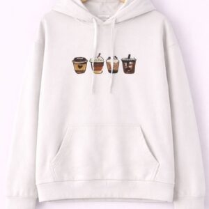 Coffee Cups White Hoodie