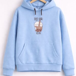Sky Blue Bubble Tea Printed Hoodie
