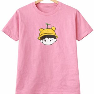 Pink Cute Cartoon Face Graphic T-Shirt