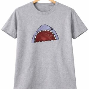 Grey Shark Mouth Graphic T-Shirt