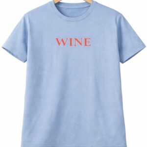 Blue Wine Text Graphic T-Shirt