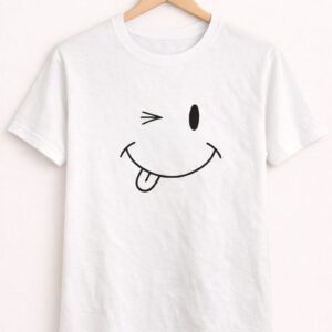 Playful Smiley Face White T-Shirt