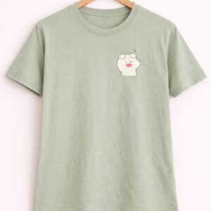 Cute Bear Graphic Sage Green T-Shirt