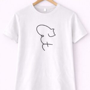 Sleepy Cat Line Art T-Shirt