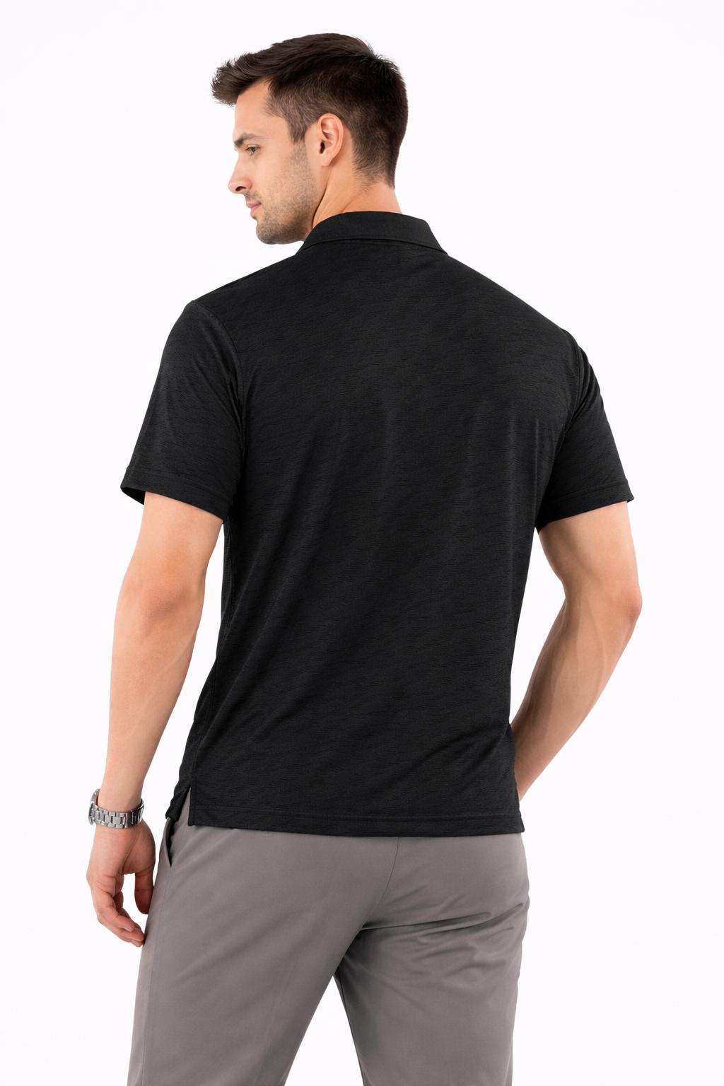 Premium Wave Texture Polo Black - Image 2