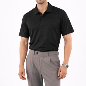 Premium Wave Texture Polo Black