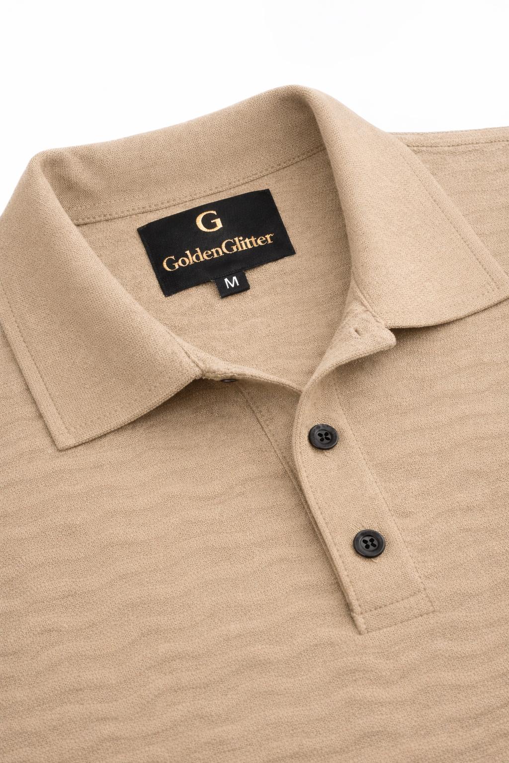 Premium Wave Texture Polo Beige Classic - Image 3