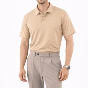 Premium Wave Texture Polo Beige Classic