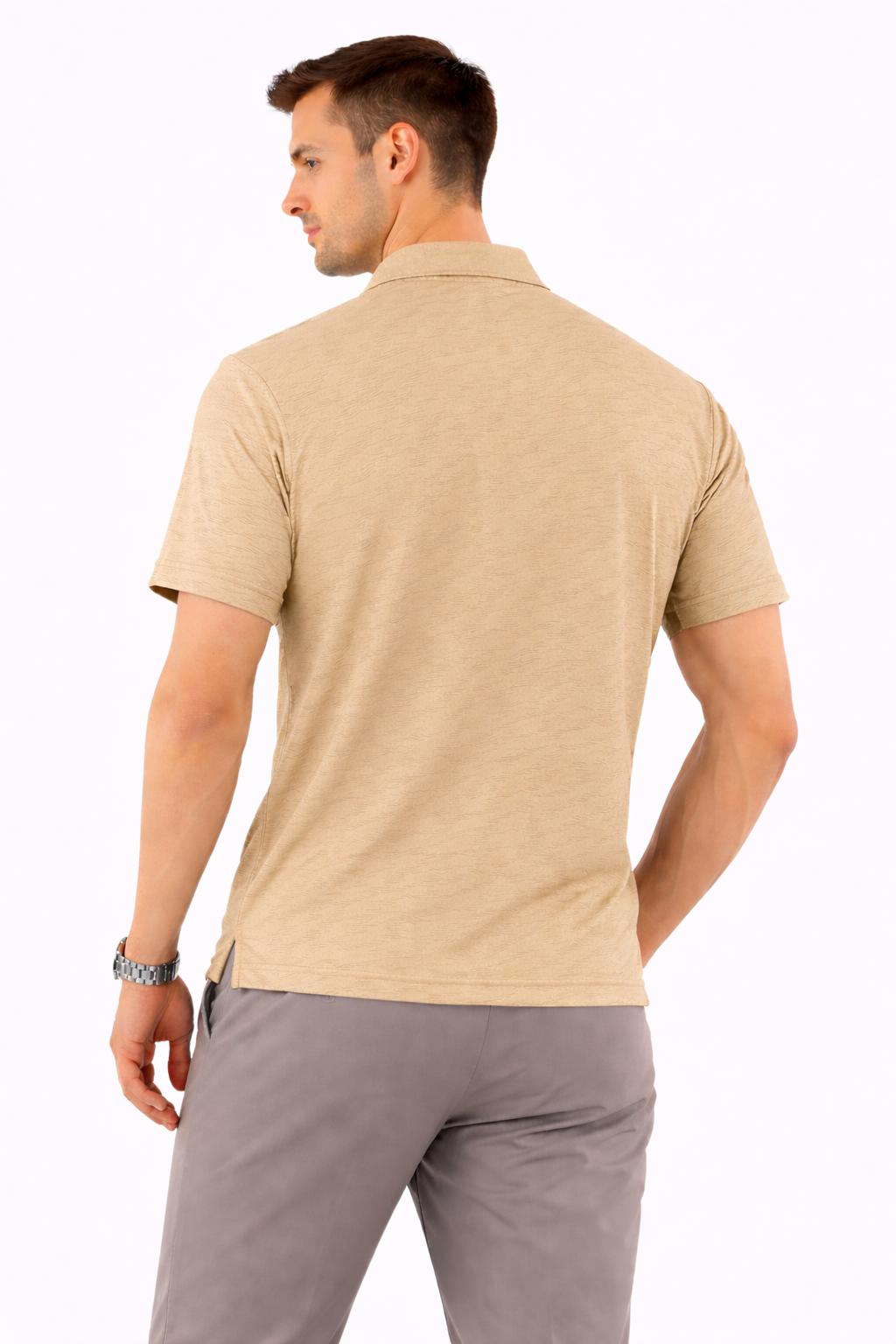 Premium Wave Texture Polo Beige Classic - Image 2