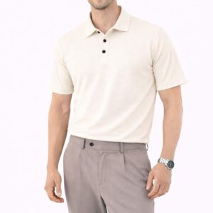 Premium Wave Texture Polo Ivory White
