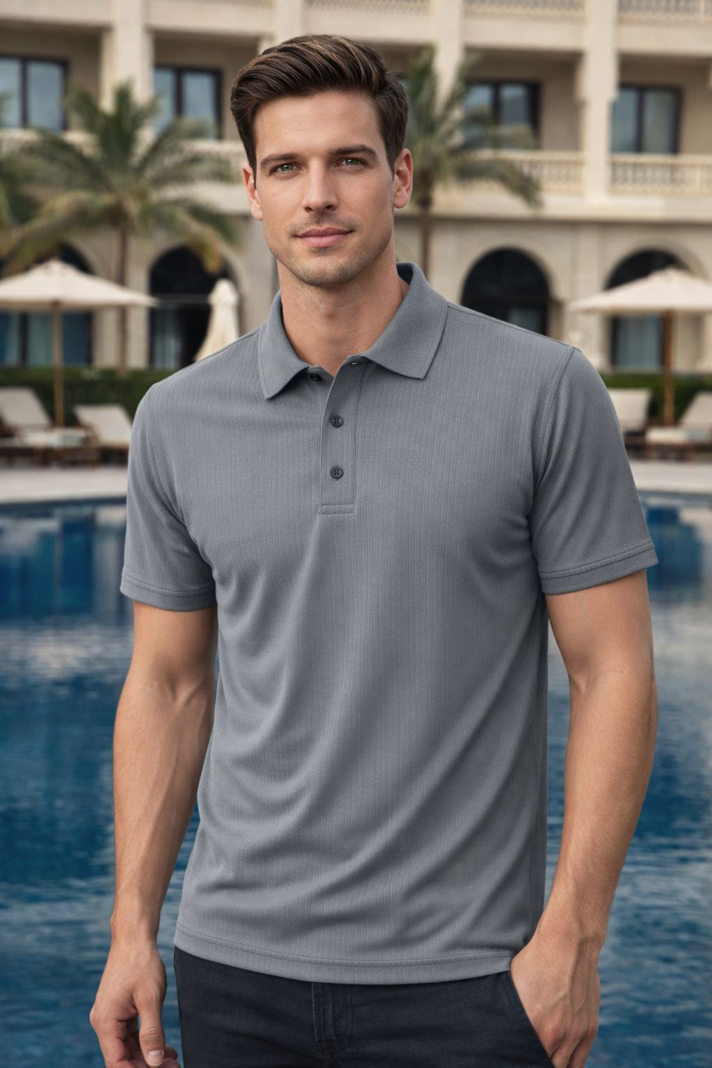 Elite Textured Polo Grey