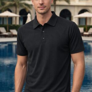 Elite Textured Polo Black Platinum