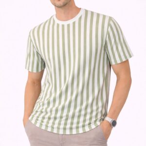 Monarch Pastel Strip Green Tee