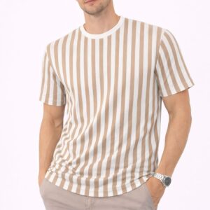 Monarch Pastel Strip Beige Tee