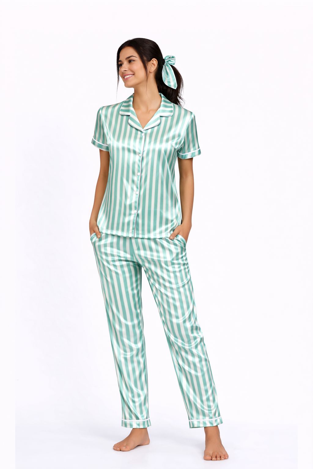 Seafoam Satin Pajama Set